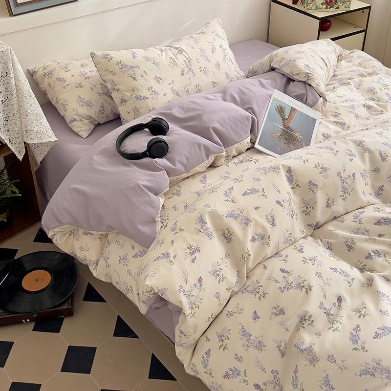 Ins Pink Flowers Bedding Set Flat Bed Sheet Duvet Cover Twin Full Queen Nordic Bed Linen Boy Girl Bedding Sets Floral Princess