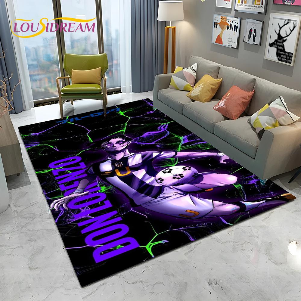 Teppich mit Cartoon-Motiv, blaues Schloss, Fußball, Anime, für Zuhause, Wohnzimmer, Schlafzimmer, Sofa, Fußmatte, Dekoration, Kinderspielbereich, rutschfeste Bodenmatte