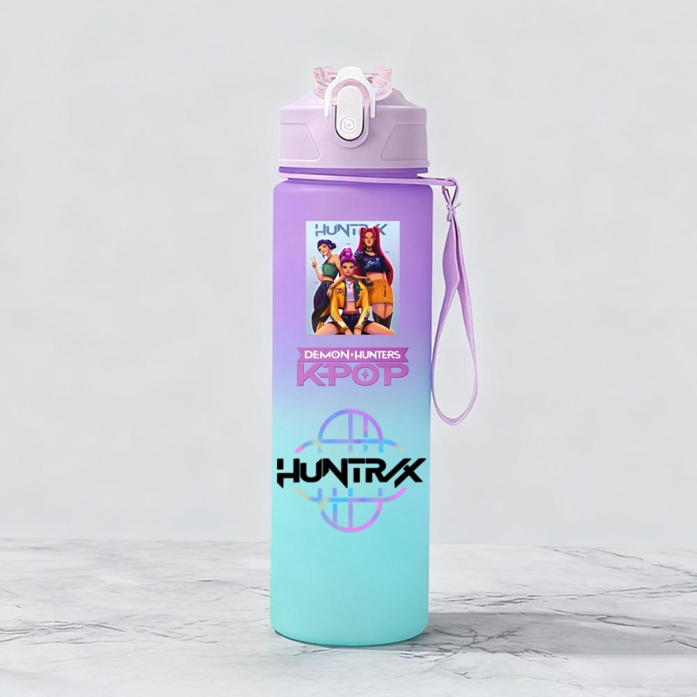 Kpop Demon Hunters Team Creative Gradient Water Bottle Unisex Sports Style Reusable Jug designed for Outdoor Cycling Travel Fitness
