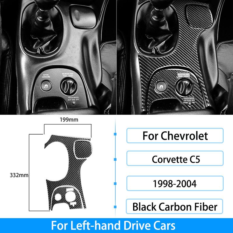 Pentru Chevrolet Corvette C5 1998-2004, fibră de carbon, priză centrală, buton radio, ridicare fereastră, inel pentru chei, decorare pentru capac