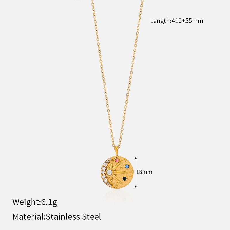 Trendy Star Moon Titanium Steel Necklace Women Small Pendant Jewelry 14K Gold Plated Fashion Gift