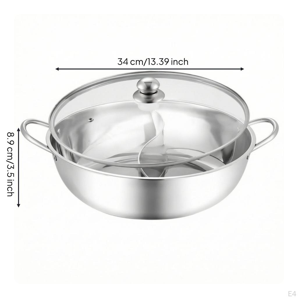 Divided Pot with Ladles Stainless Steel TwoFlavor Cookware for Families,