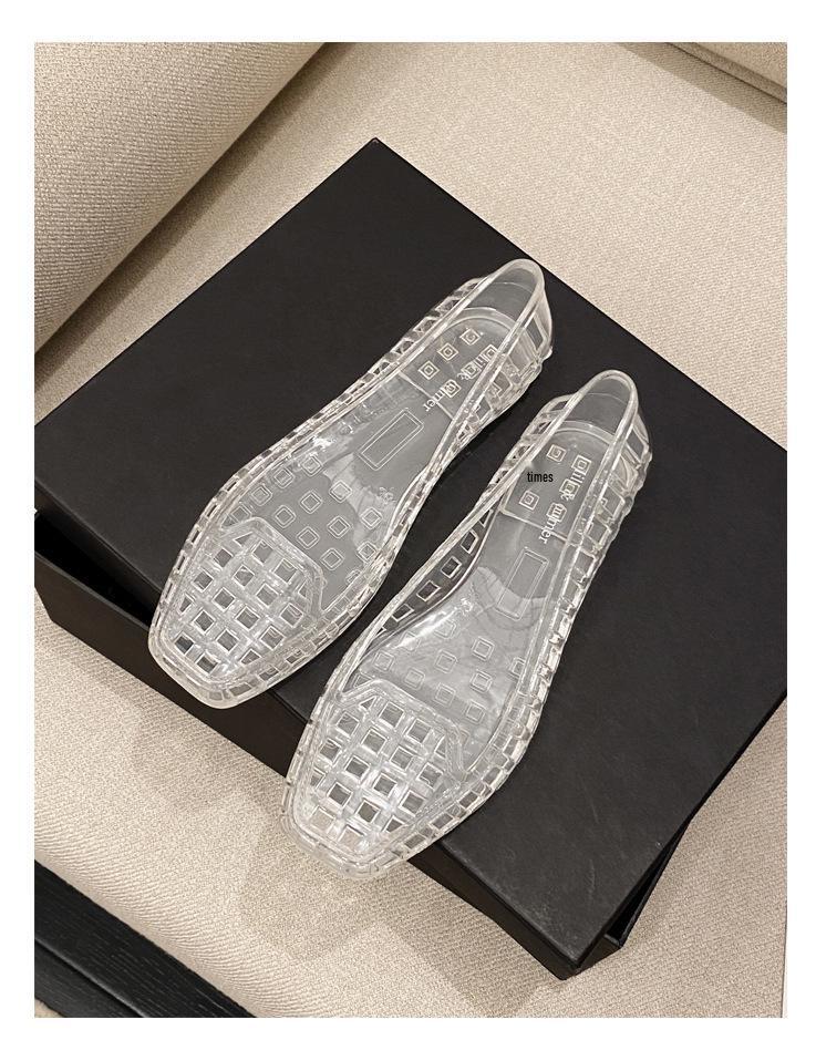 Korean Jelly Crystal Low-Cut Women's PVC Slides: 2025 Square Toe Casual Slippers