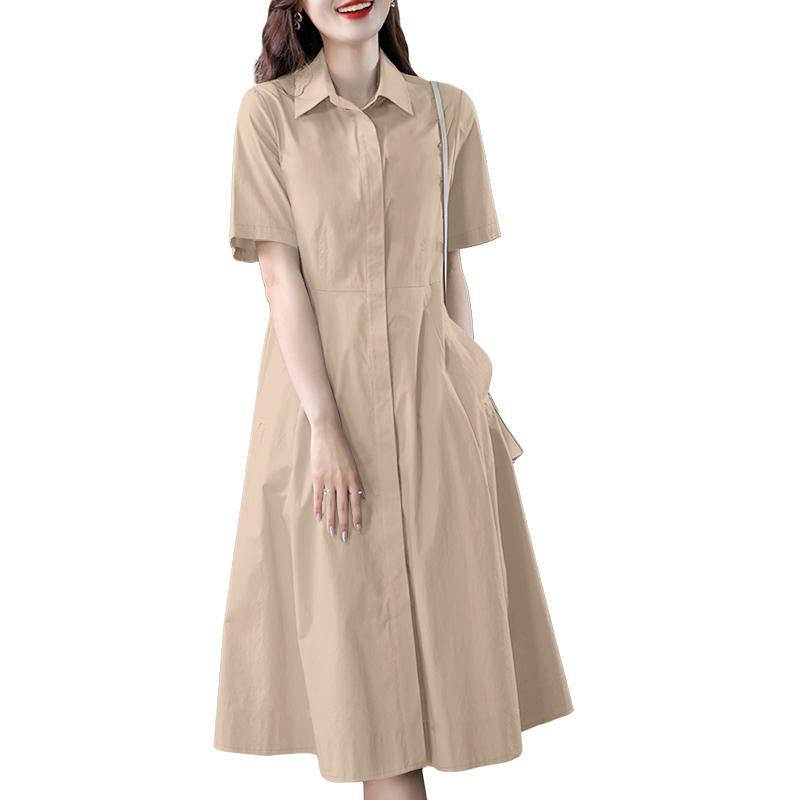 

ZANZEA Женское повседневное свободное платье с отложным воротником и короткими рукавами 5XL абрикосовый