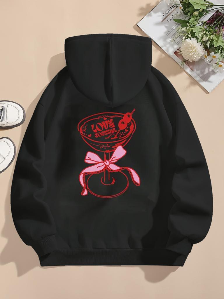 Pink Printed Women's Top Hoodie Autumn Winter 2025 New Women's Casual Round Neck Long Sleeved Hoodies Sweatshirt Clothing