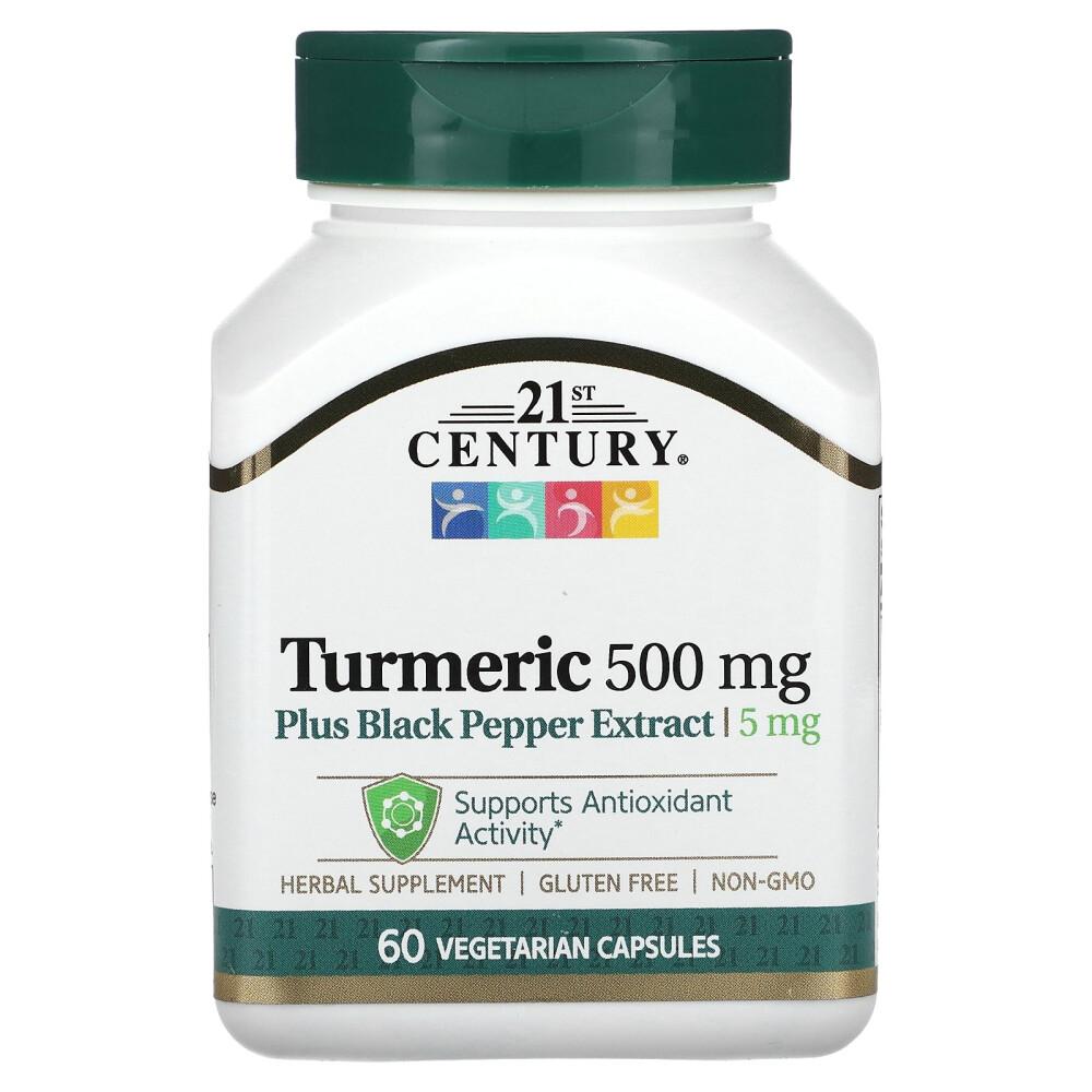 21st Century Sentry Turmeric & Black Pepper Extract 500mg Veggie Capsules, 60 Count