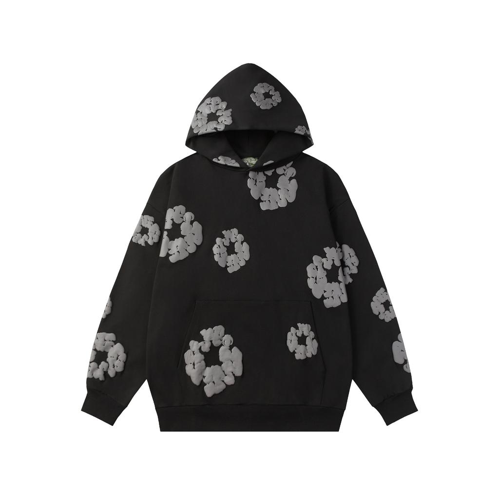 European and American 100%Cotton Foam Printed Hoodie Men's and Women's Hoodies
