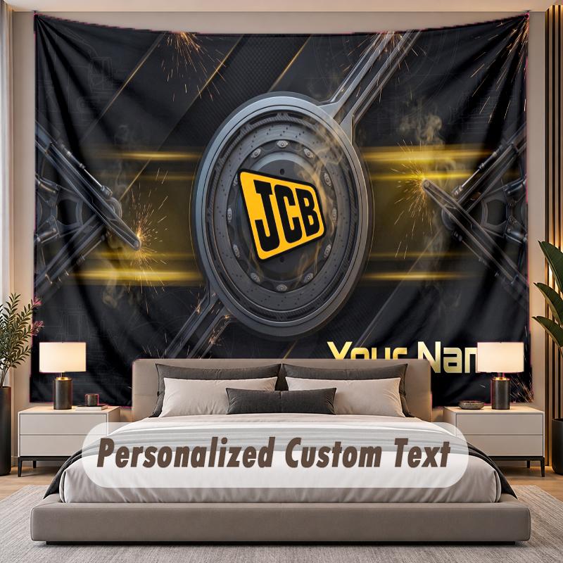 Custom Name Text Tapestry JCB Personalized Polyester Wall Tapestry For Bedroom And Room