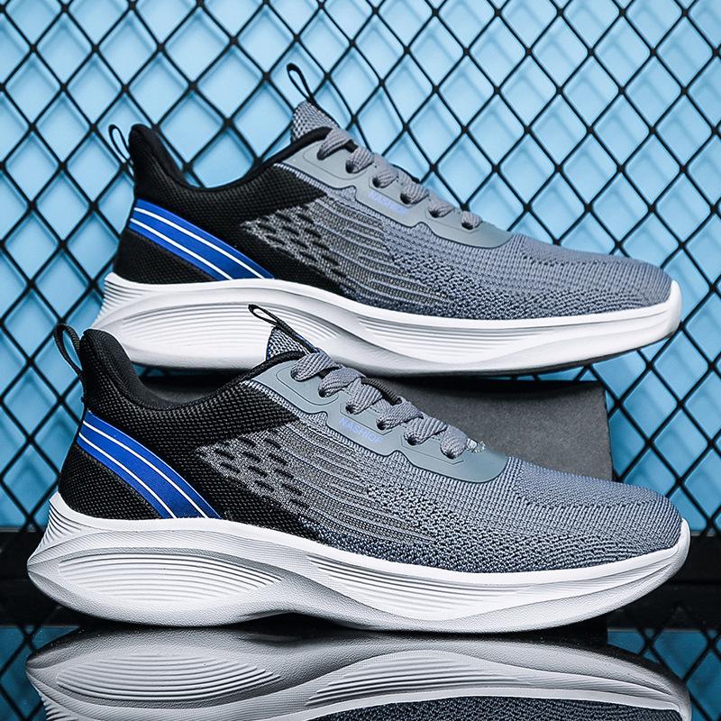 Men's shoes flying woven shoes lightweight running shoes spring and summer low-top mesh breathable casual sports shoes walking shoes