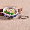 Key rings simulation chinese food blue and white porcelain bowling keychain car keyrings LS