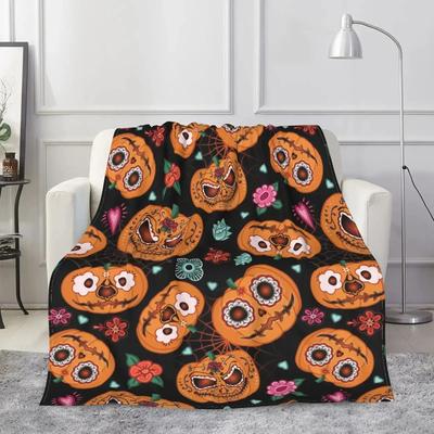Halloween Überwurfdecke für Couch Bett Halloween Herbst Thanksgiving Geschenkdecke Kürbis- und Geisterdruck Decken Sofa-Decken#(7)