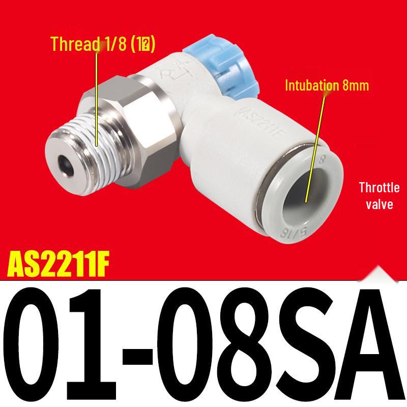 SMC AS1201F Pneumatic Speed Control Valve - Adjustable Throttle Push-Lock Fitting for Cylinder Control