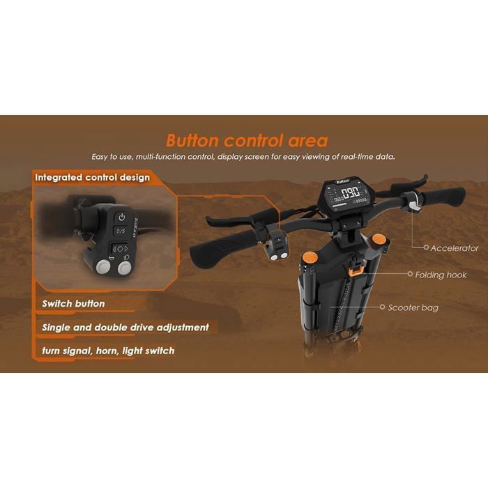 Scooter électrique - KuKirin G4 Max - Deux moteurs 3200 W - Batterie amovible 60 V 35,2 Ah - Autonomie maximale 95 km