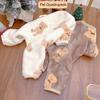Yousheng Pet Jumpsuit Clothes Round Neck Soft Cartoon Bear Print Pet Plush Jumpsuit for Outdoor