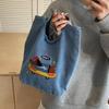 Large Capacity Embroidered Canvas Bag Small Cloth Bag Tote Bag Practical Bucket Bag  Outdoor