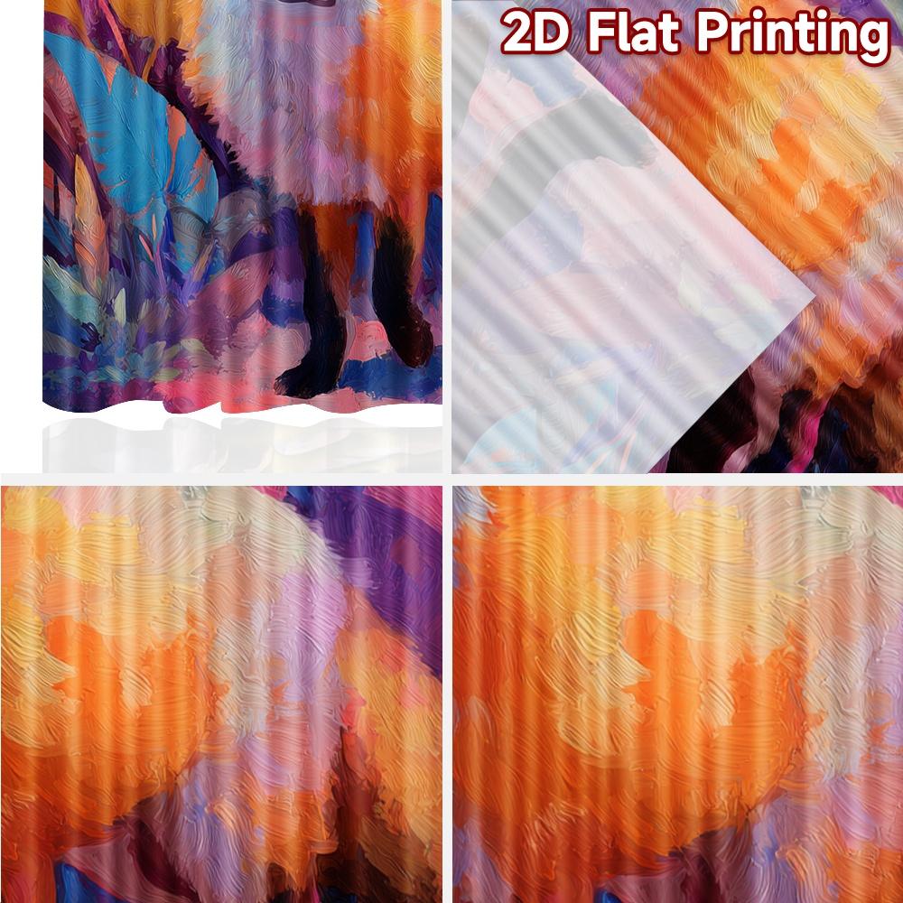 2pcs, 2D FLAT PRINTING Curtains (Without Rod) Autumn Fox(3) Digital Printing On Holiday Curtains Yarn Curtains Decorations
