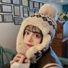 Warm Plush Aviator Hat for Women,Thick Warm Windproof Head Cap with Ear Flap Chin Strap,Cute Pom Pom,Suitable for Daily Wear