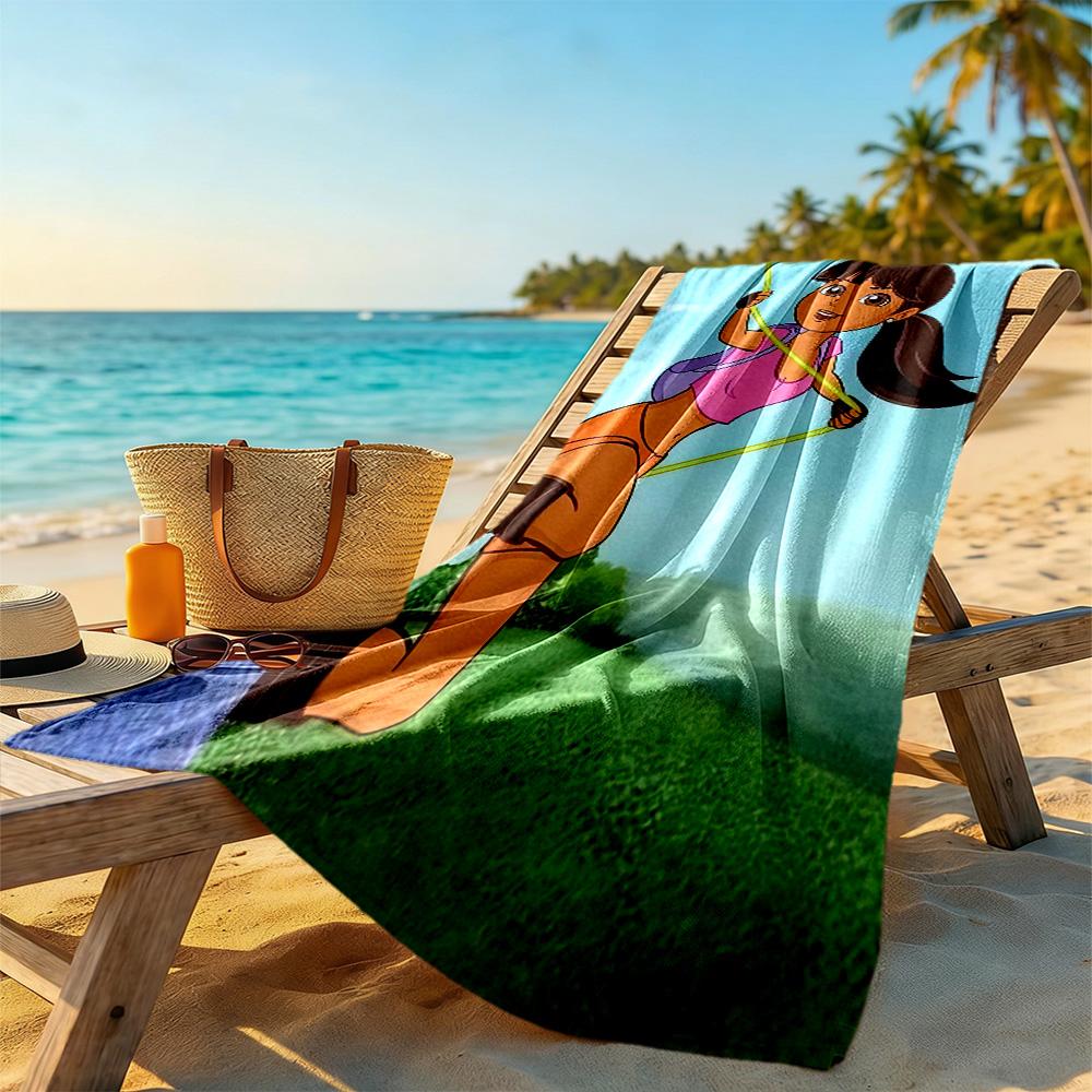 Dora Explorer Beach Towel Super Soft Microfiber Quickdry Fabric Comfortable Lightweight Suitable for Swimming, Gym, Camping, Yoga Vacation