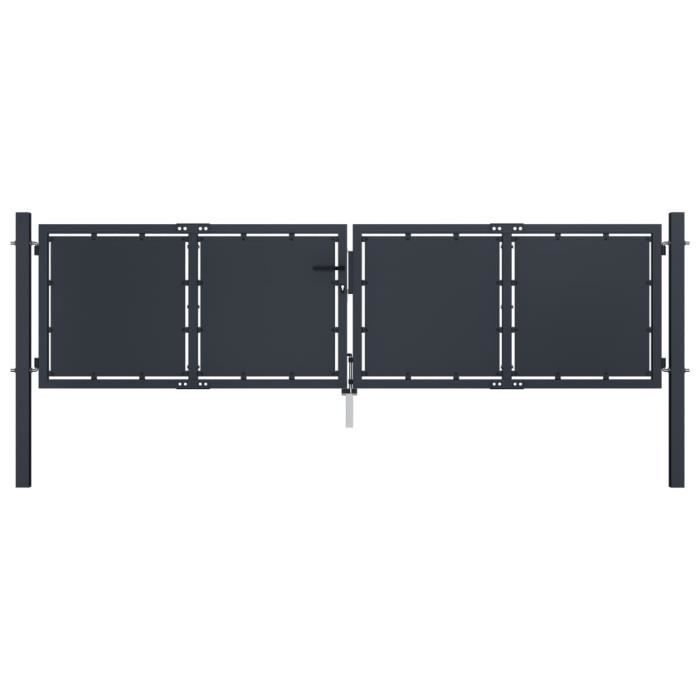 Portail de jardin - VIDAXL - Acier - 300 x 125 cm - Anthracite - Battant