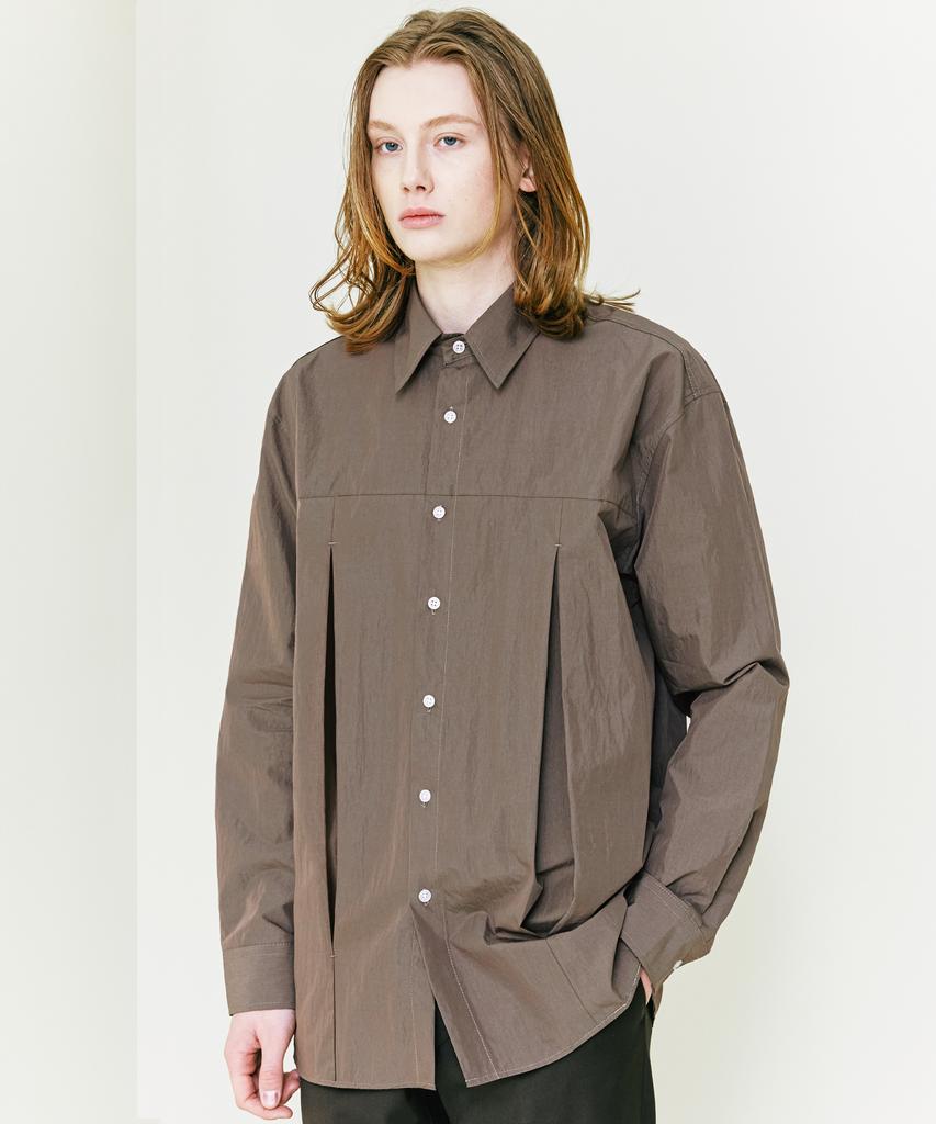 SSY (Compact Cotton) Double Vent Relaxed Fit Shirt Brown