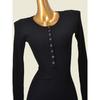 Black Early Autumn Slim Fit Waist-Controlled Base Knitted Dress