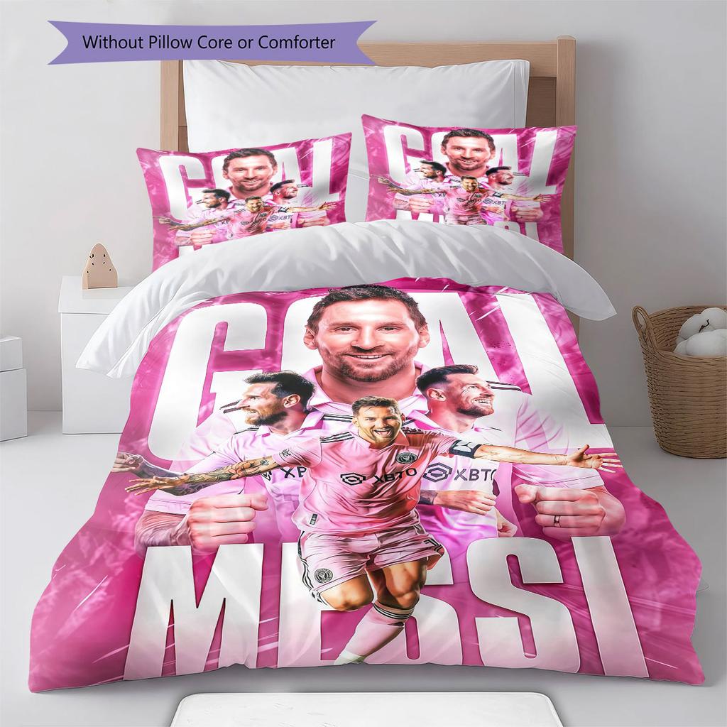 Lionel Messi Pattern Bedding,Quilt Set Quilt Cover Pillowcase Home Birthday Gift(1 * duvet cover + 2 * pillowcase, without core)