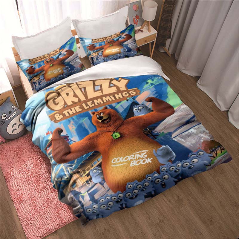 STARSAY Grizzy et les Lemminge Beddengoedset met dekbedovertrek 135 x 200 cm en 2 kussenslopen, ademende microvezel, kindercadeau (Lemmings STARSAY Grizzy et les Lemminge Beddengoedset met dekbedovertrek 135 x 200 cm en 2 kussenslopen, ademende microvezel, kindercadeau (Lemmings