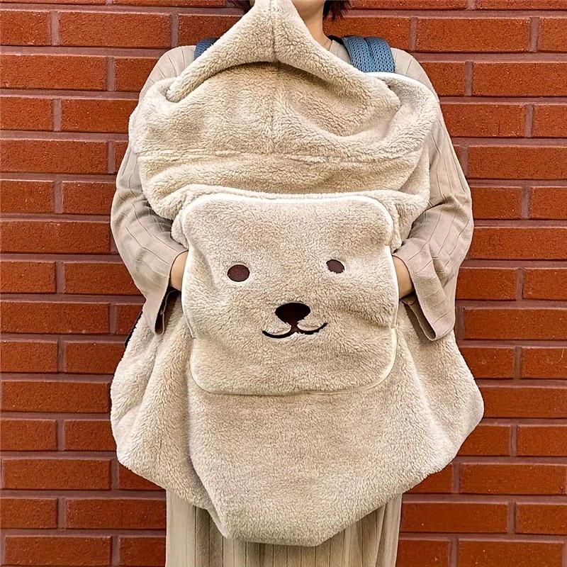 

1pc Cute and Warm Cozy Bear Strap Blanket – Soft & Heating for Home Relaxation in Khaki/Beige Colors, Perfect for Autumn-Winter хаки