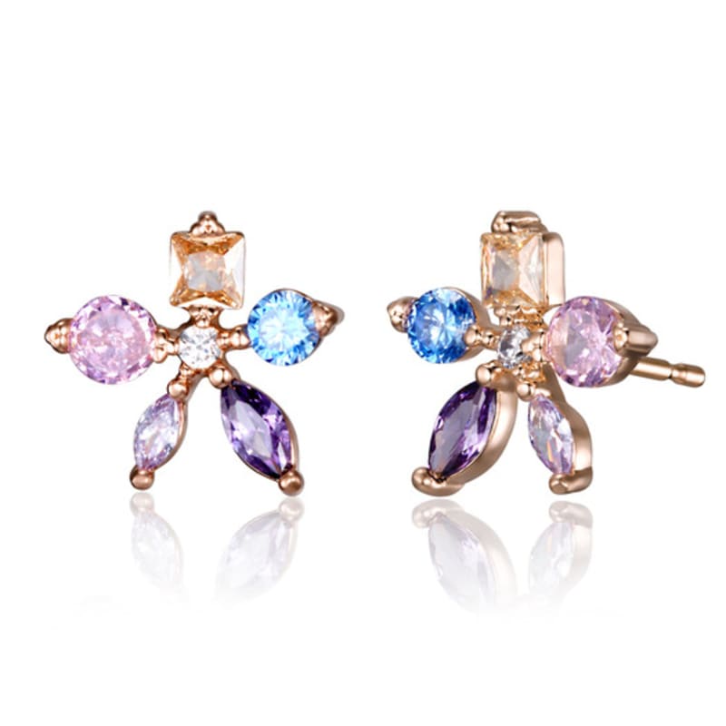 ELLE Jewelry 14K GF Rainbow Flower Point Earrings ELGPEE541