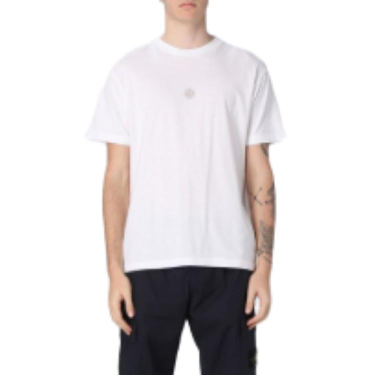 STONE ISLAND Ss23 Rückseite Buchstabendruck Rundhalsausschnitt Kurzarm Normales T-Shirt Herren Oberteile Weiß 78152NS87-V0001