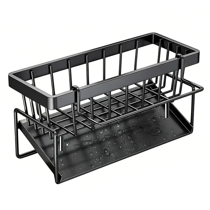 Kitchen Sink Caddy, Sponge Holder Self Drain Soap Dish With Detachable Dishcloth Rack For Dishcloth Soap Brushes Space Saving