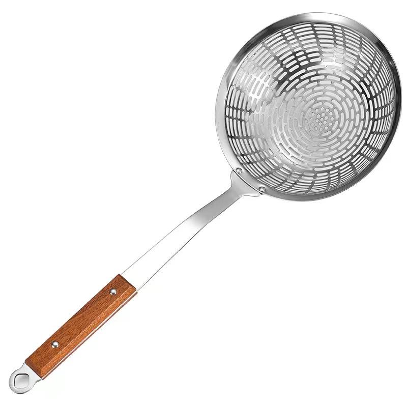 Stainless Steel Strainer Spoon with Wooden Handle