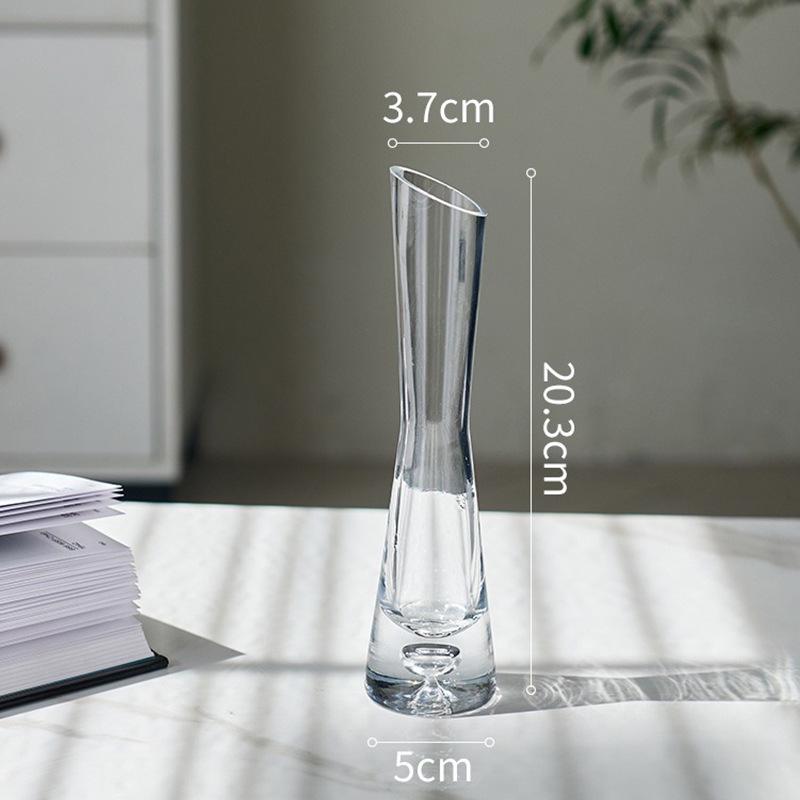 Transparent Slim Glass Vase for Living Room Decoration