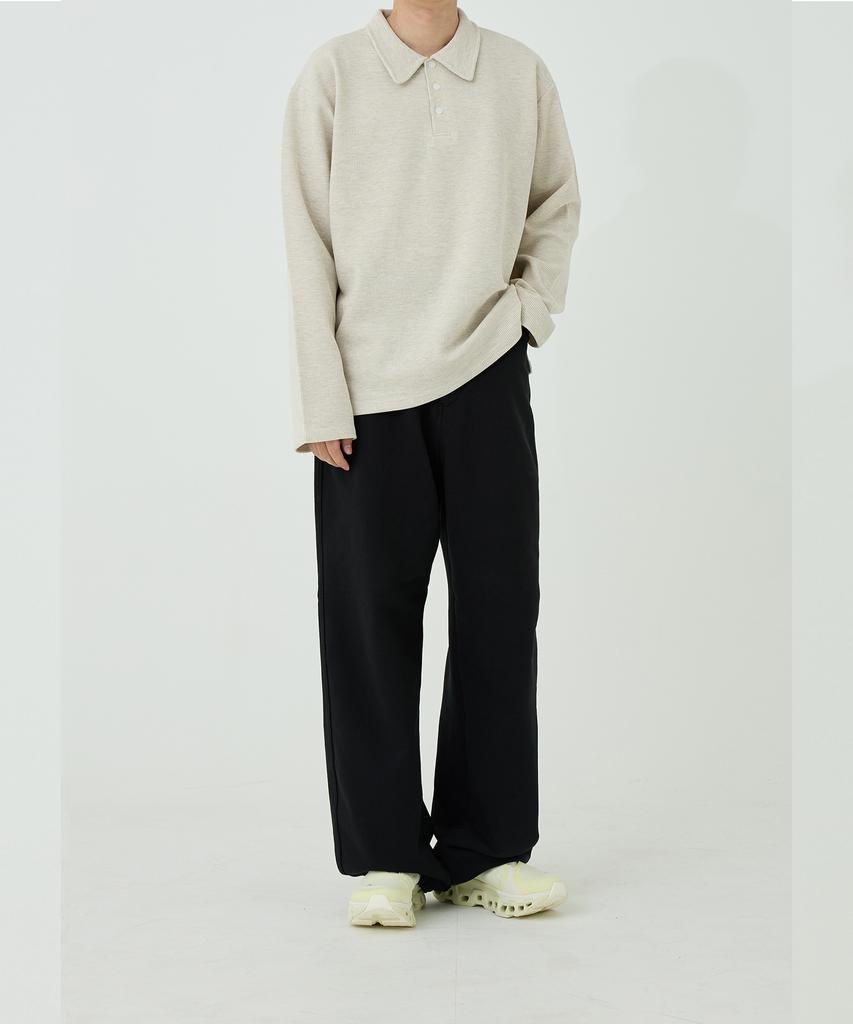 OX STUDIOS Waffle Polo Shirt (Cream)