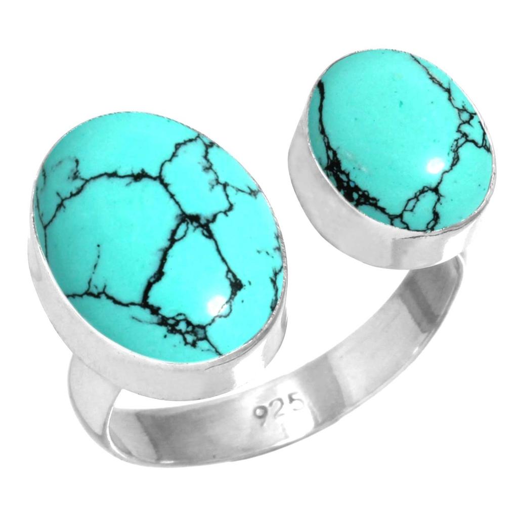 925 Sterling Silver Ring Women Gemstone Handmade Jewelry Anniversary Gift Blue Green Purple Copper Turquoise Pearl Lapis Mother Of Pearl Solitaire