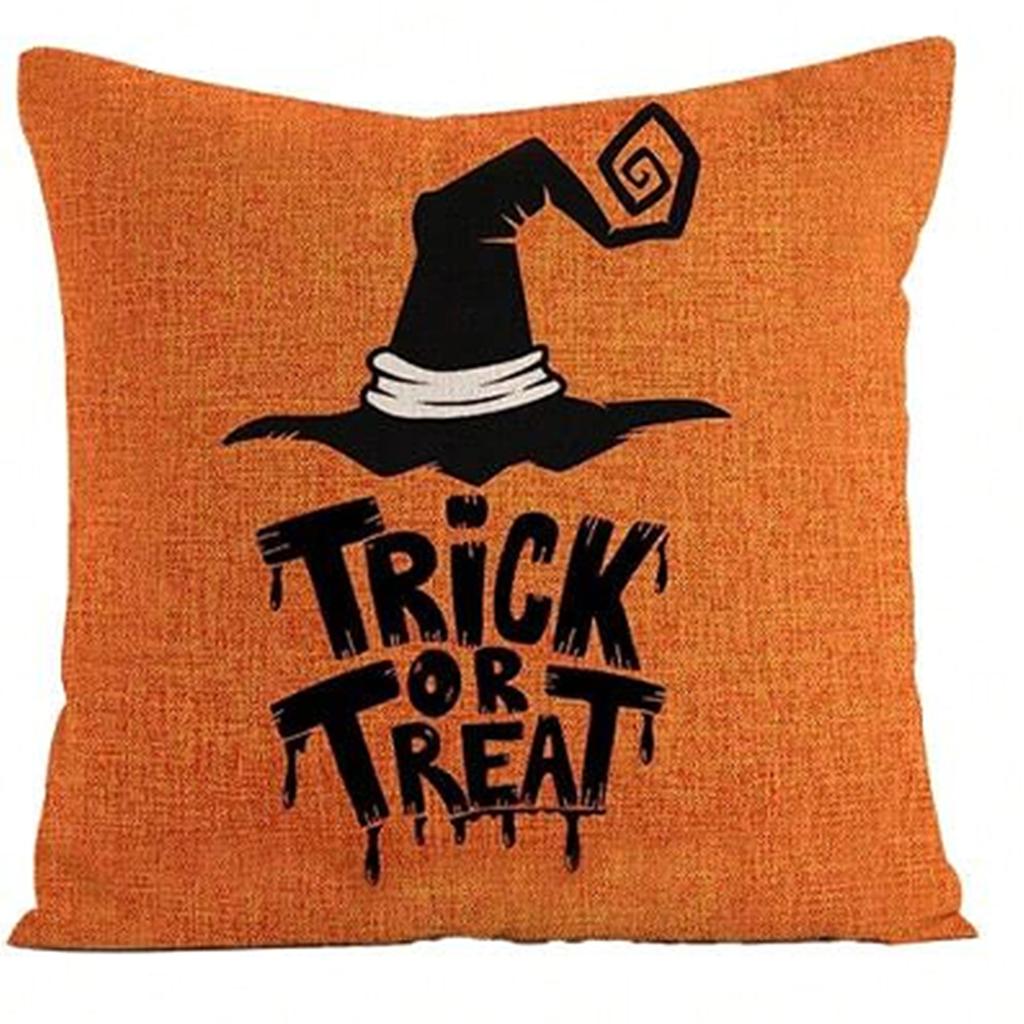 1pcs Halloween Pumpkin Ghost Bat Spider Web Decorative Pillow Cover, Farmer Pillow Cover Cushion Cover, Sofa Decoration