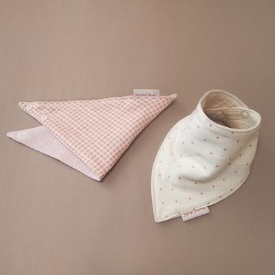 Mumu & Doo Do Infant Check & Dot Scarf Bibs Bib (2 SET), Pink Check Dot, 2 Pcs.
