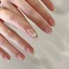 Pure Hand-wearing Armor High-end Atmosphere Pure and Lustful Temperament Style Nude Cat Eyes French Golden Magic Mirror Hand-painted Manicure