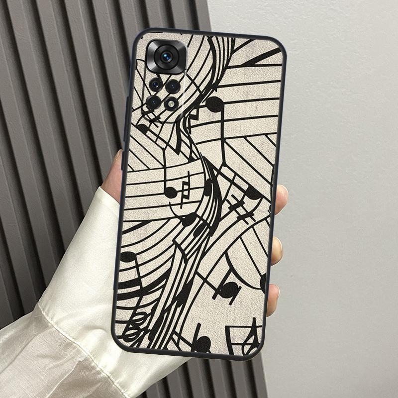Music Score Musical Notes Case For Xiaomi Redmi Note 14 Pro 13 12 11 10 15 Pro Plus Redmi 14C 13C 15C 10C 12C 15 Funda