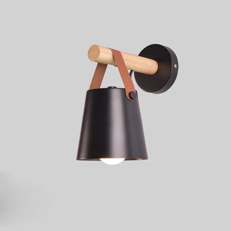 

Nordic Belt Wooden Wall Lamp Industrial Sconce Настенный светильник Vintage Wall Lights Лестничные светильники Indoor Home Lamps Лампы для кроватей-чердаков NO BULB чёрный