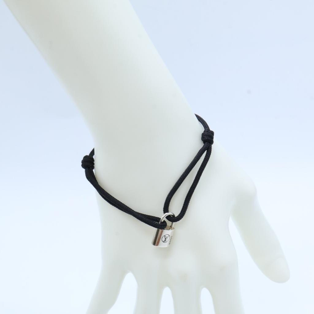 LOUIS VUITTON Q05942 Ag925 Padlock Charm Silver Lockit Learn Bracelet Silver / BlackUsed