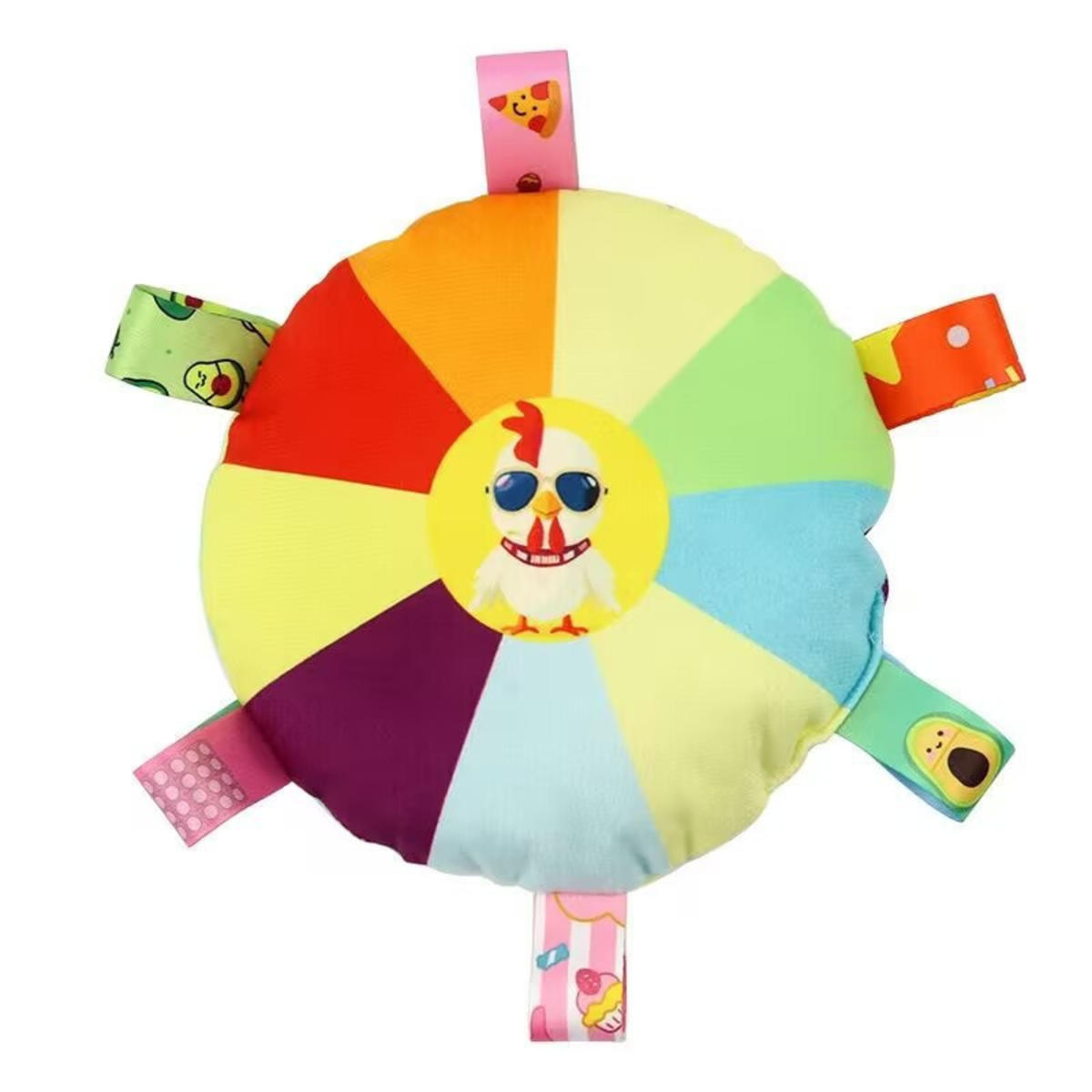 

Funny Rainbow Plush Flying Saucer Dog Toys Outdoor Interactive Training Games Chew Toy Pets Flying Discs Toys with Bells One Size