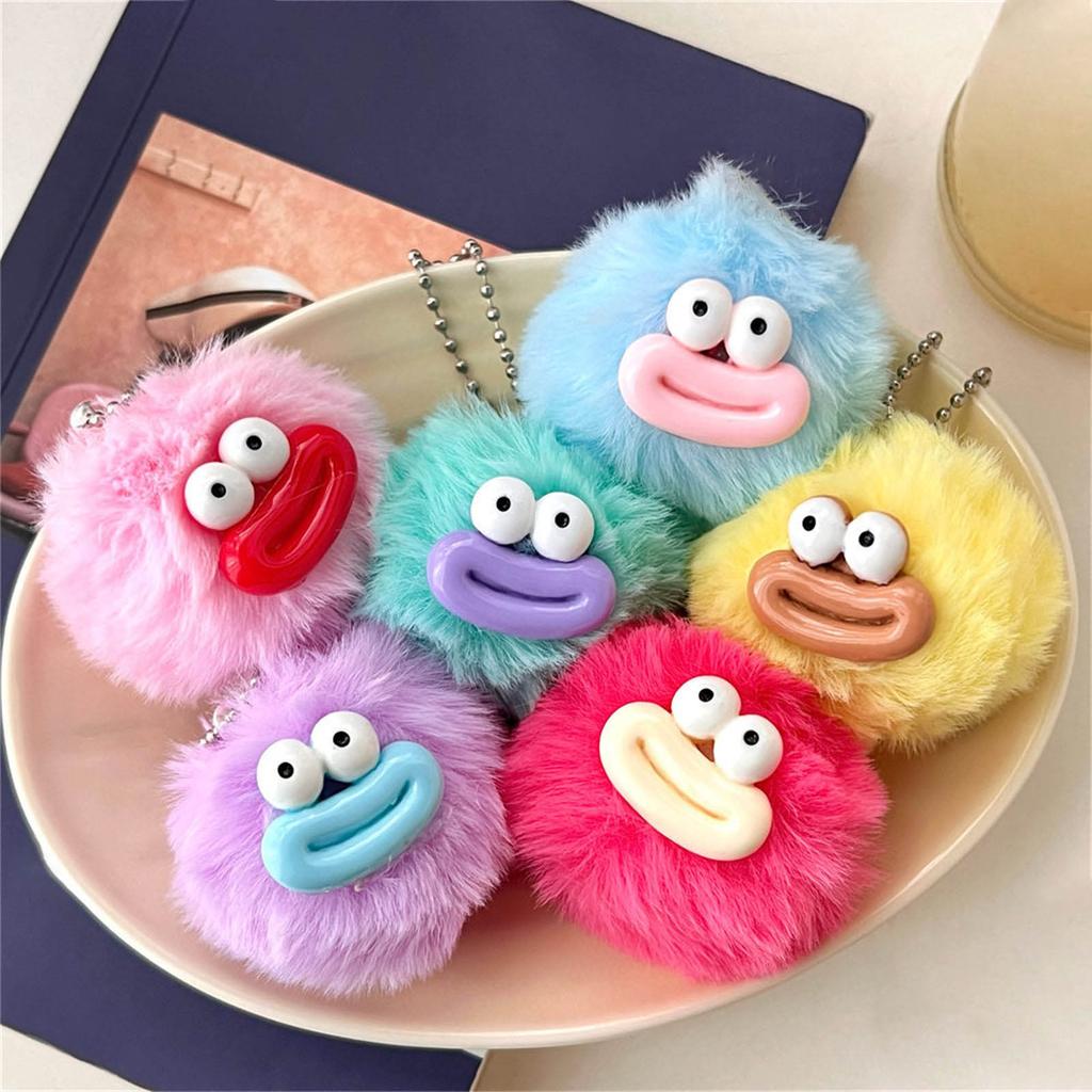 Cute Sausage Mouth Furry Balls Keychain Pendant Soft Plush Balls Bag Charm Backpack Ornament Fashionable Accessory Gift