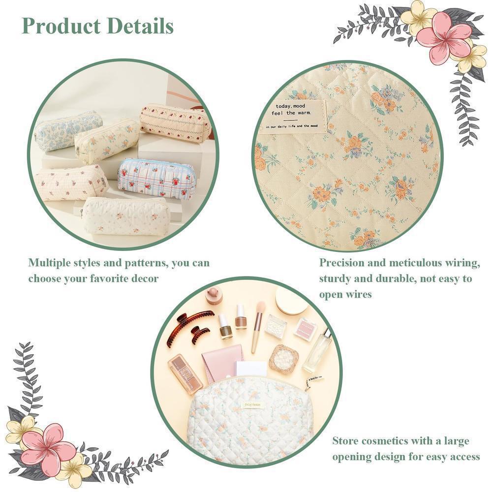 Three-Piece Floral Large-Capacity Makeup and Travel Bag Set