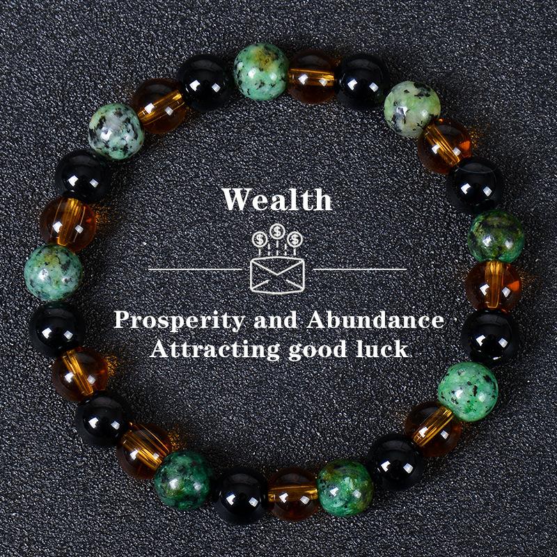 

Natural stone, elastic string bracelet, tiger s eye, green crystal, wealth bracelet, jewelry, Wealth, handmade