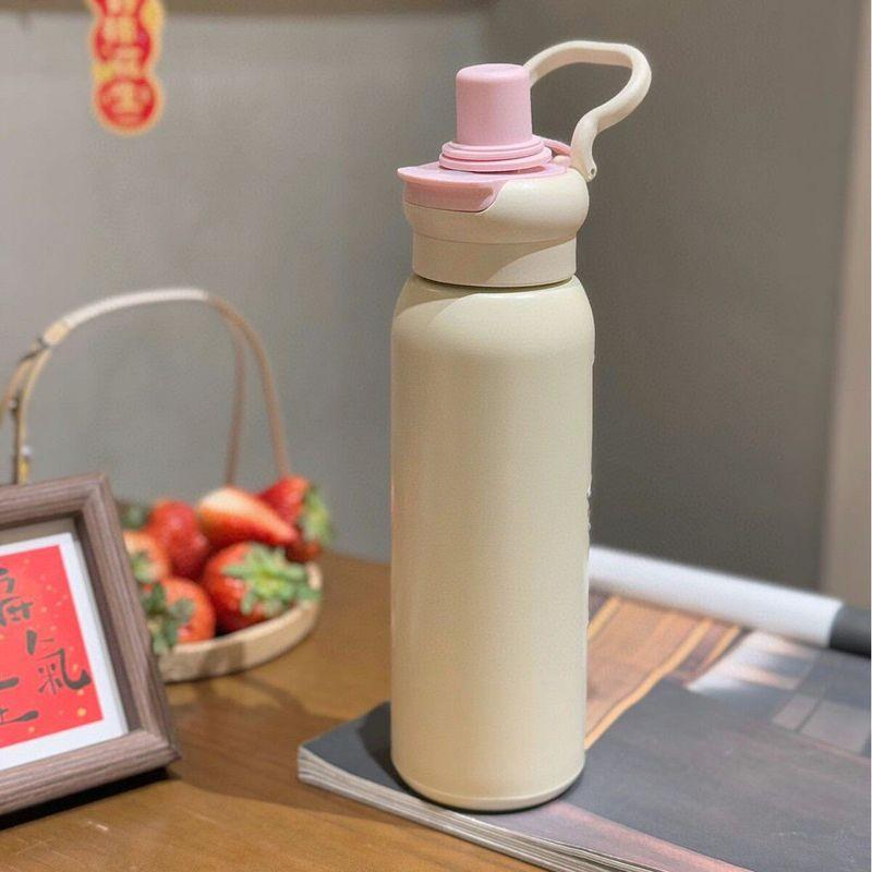 New Stylish High-Capacity Thermos Cup Made of 316 Stainless Steel, Cute Insulated Water Bottle with Straw for Children and Students