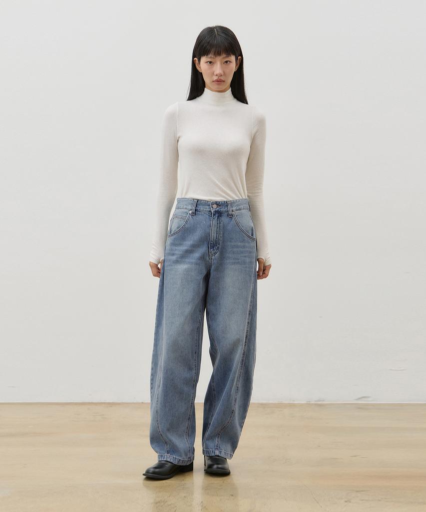 RYUL+WAI Denim Curved Wide Fit Pants Blue F6