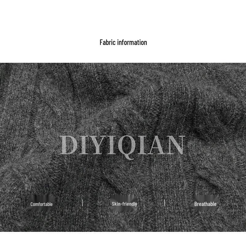 DIYIQIAN Damen Klassischer Retro Zopfmuster Woll-Cardigan - Herbst/Winter Rundhals Vielseitiges Oberteil