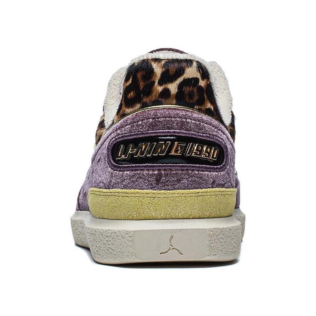 Li-Ning 1990 Cloud Dress Leopard Print Classic Non-Slip Wear-Resistant Low-Top Skate Shoes Women Sneaker Deep-Crimson ALHT080-1