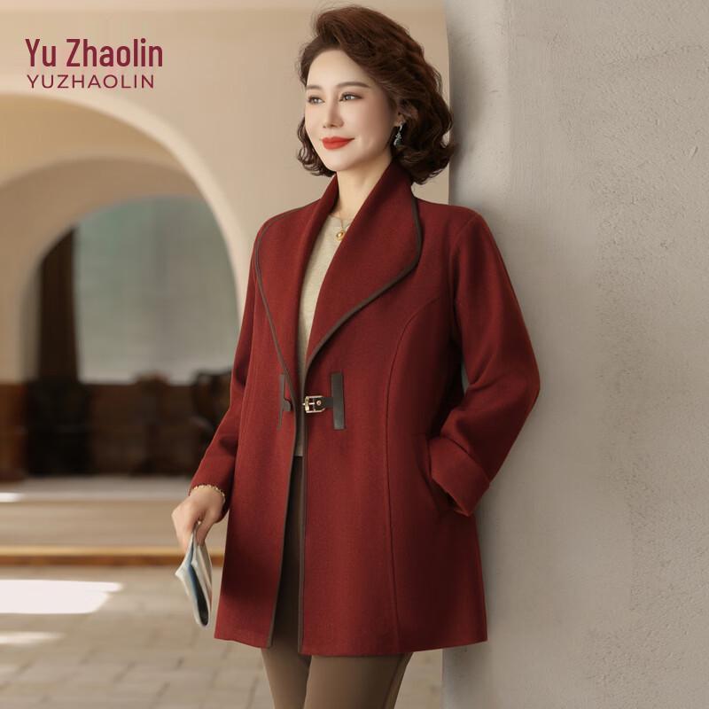 YUZHAOLIN Women s Elegant Mid-Length Wool Blend Coat 3XL